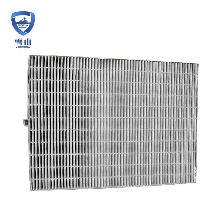 Sandwich type carbon fabric mini-pleated HEPA efficient VOC removal filter