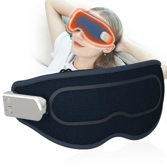 Multifunction heated and vibration eye mask with removable viewing panel