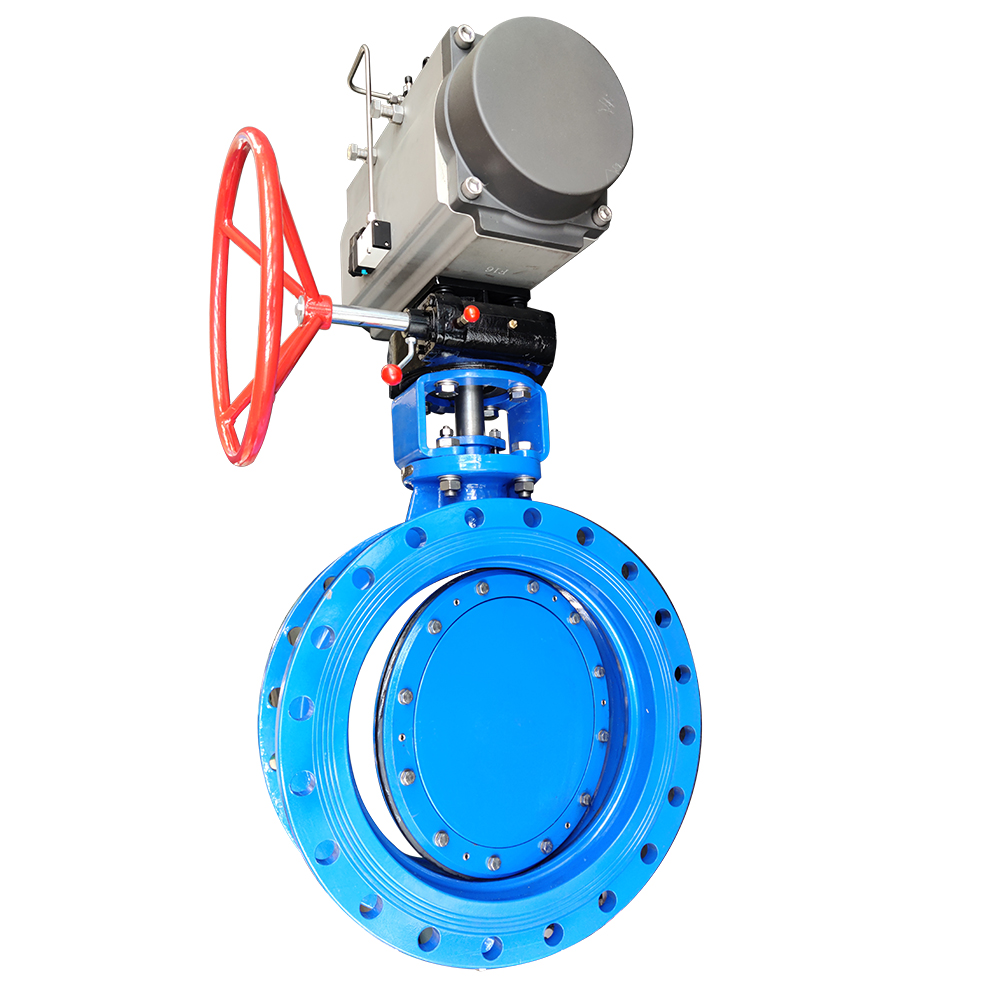 D642X-10Q pneumatic butterfly valve with actuator: handwheel drive, high-performance, widely used in the field of industrial automation