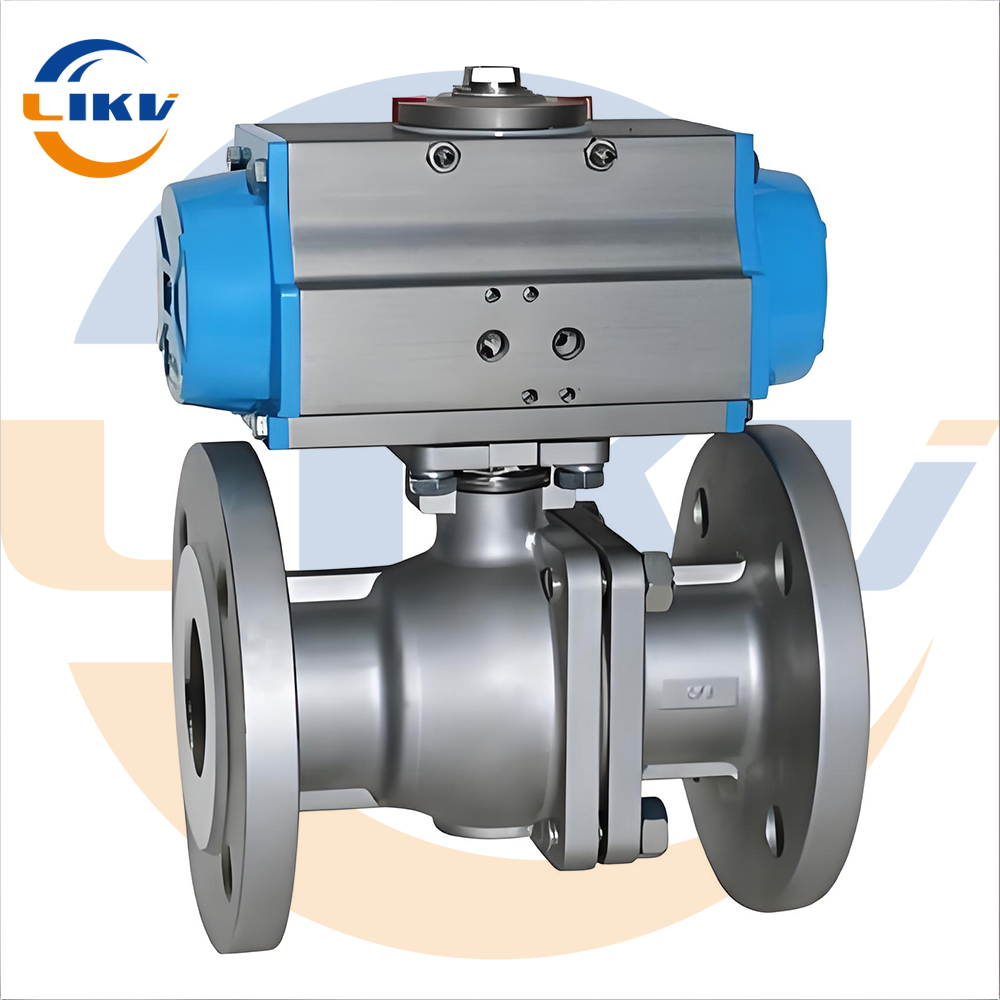 Highly efficient and durable two-piece pneumatic flange ball valve