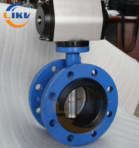 soft seal flange butterfly valve with pneumatic actuator