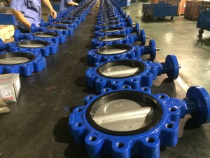 Handle-to-grip convex ear butterfly valve