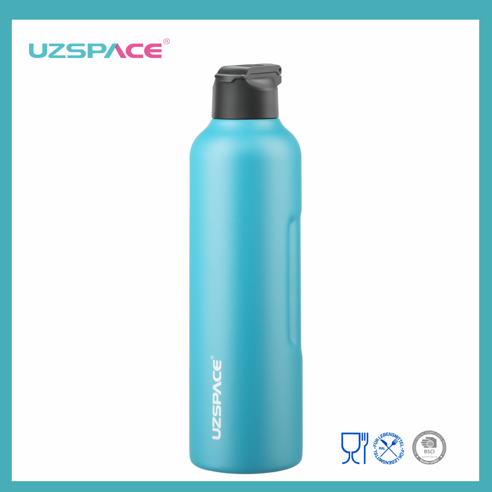 Botella de agua de acero inoxidable con aislamiento al vacío UZSPACE con tapa de paja