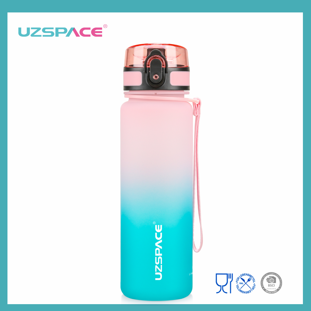 Bottiglia d'acqua con gradiente motivazionale programmato UZSPACE da 500 ml con indicatore del tempo