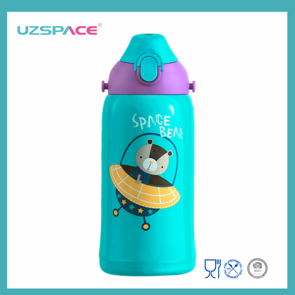 UZSPACE 580ml Thermos Kids Botella de agua aislada de acero inoxidable con pajita