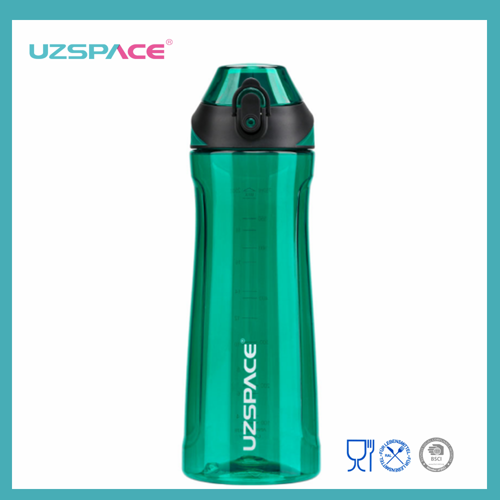 Bouteille d'eau de sport sans BPA UZSPACE de 750 ml en plastique avec poignée