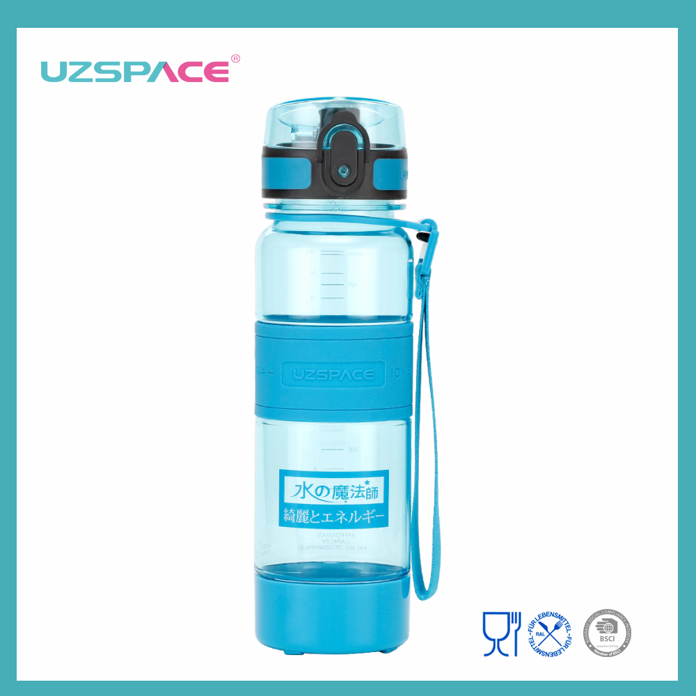 Wysokiej jakości kubek do picia UZSPACE o pojemności 440 ml, wykonany z Tritanu i nie zawiera BPA, szczelna, przezroczysta plastikowa butelka na wodę