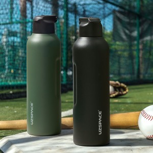 UZSPACE Vacuum Insulated Stainless Steel Water Bottle With Straw lid