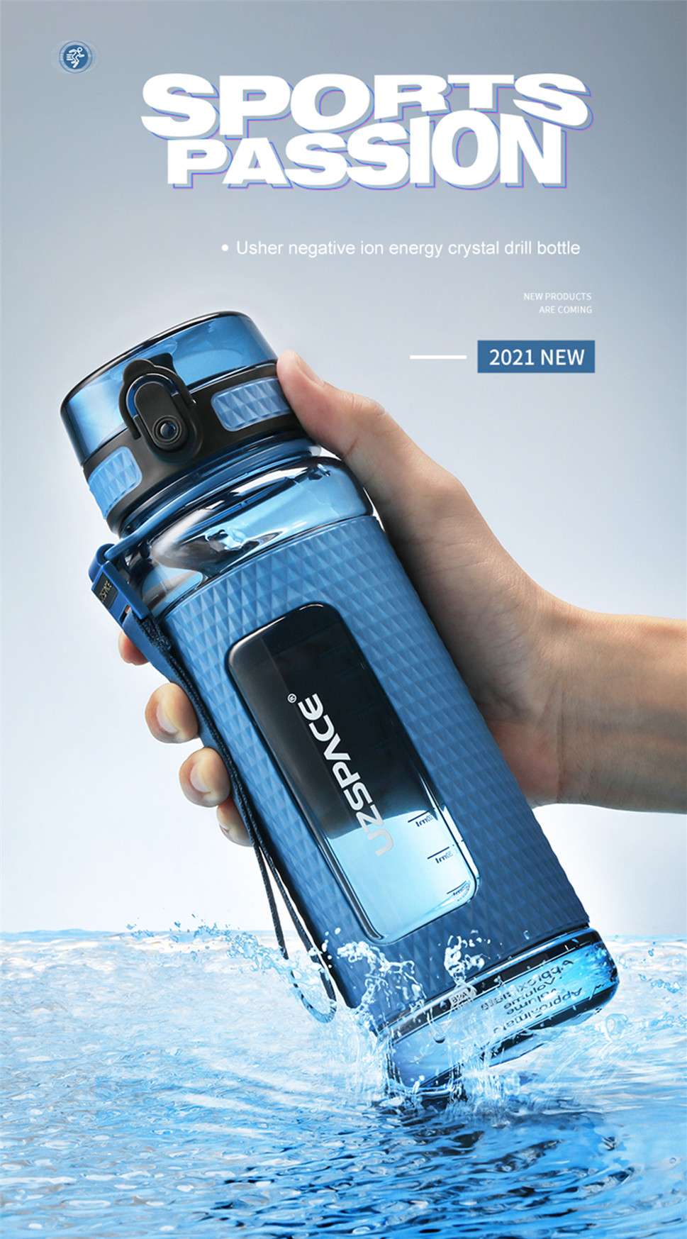 UZSPACE Premium tushishga qarshi, suv oqishiga qarshi va BPA bo'lmagan suv shishasi (2)