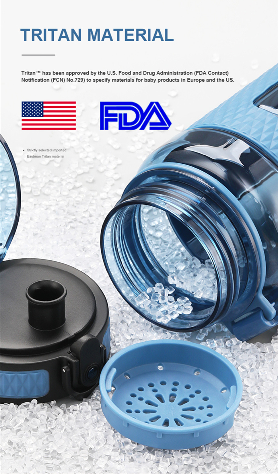 Láhev na vodu UZSPACE Premium proti pádu, nepropustná a bez BPA (3)