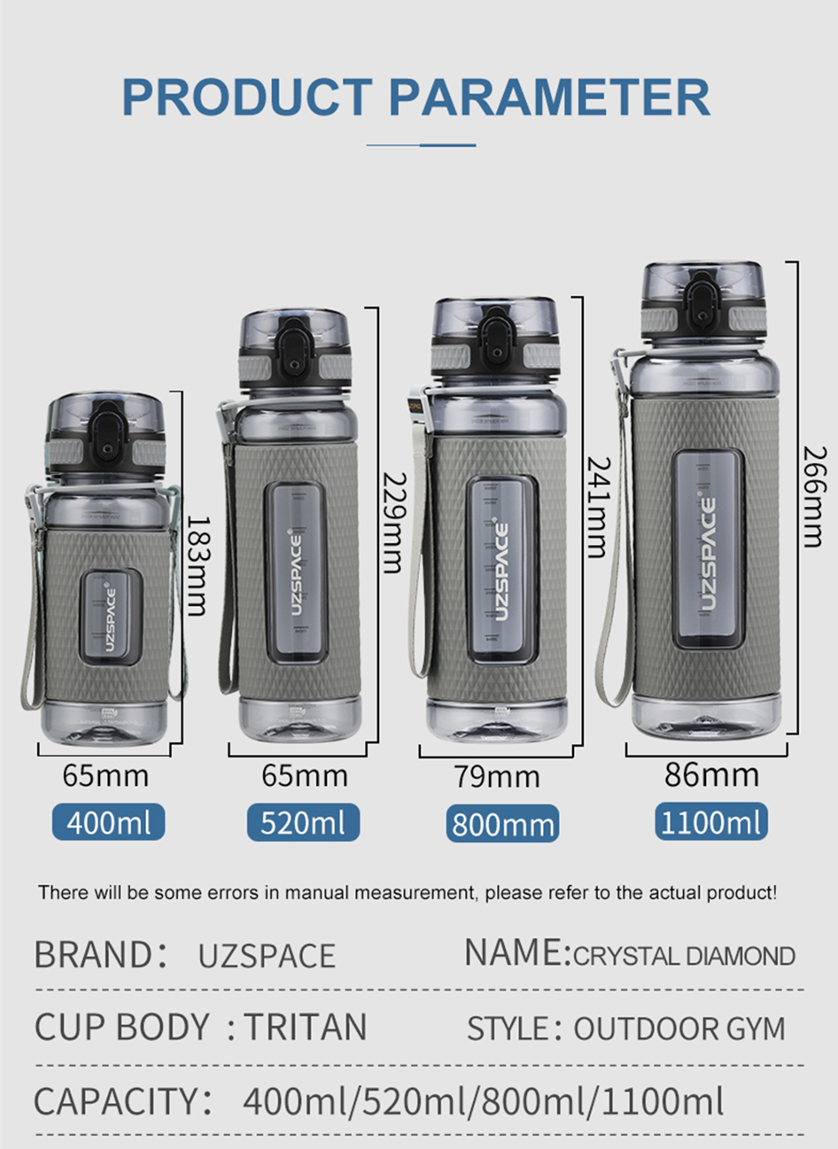 UZSPACE Premium ýykylmagyna garşy, syzdyryjy we BPA mugt suw çüýşesi (8)