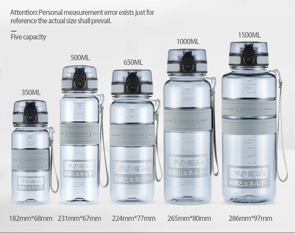 UZSPACE פרימיום בקבוק מים נגד נפילות, עמיד בפני דליפות וללא BPA (4)