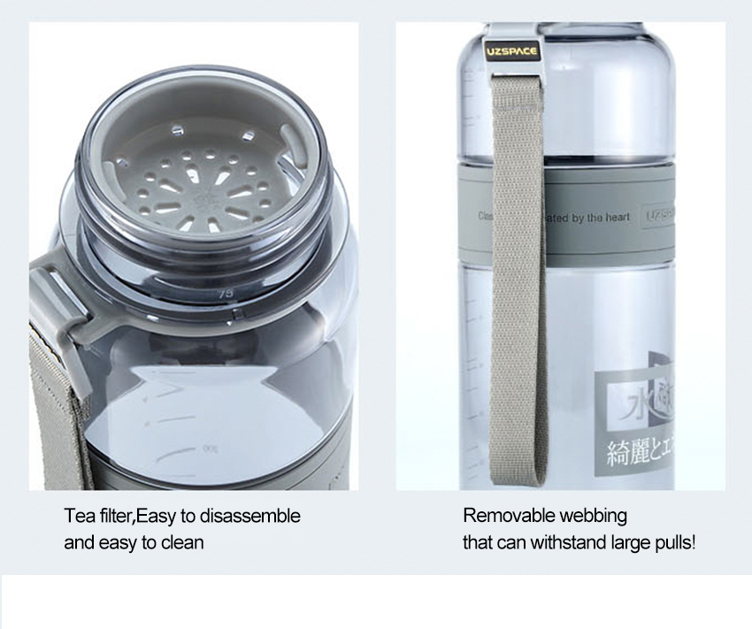 UZSPACE Premium ūdens pudele pret kritienu, necaurlaidīga un bez BPA (8)