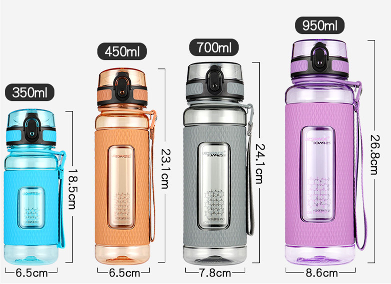 UZSPACE Tritan BPA ฟรีขวดน้ำพลาสติกกีฬาขนาด 400 มล. ที่กรองผลไม้ (1-2)