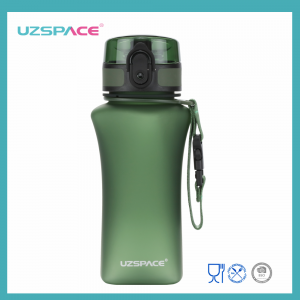 ដបទឹកកីឡា 350ml UZSPACE Tritan BPA Free ជាមួយនឹងផ្លាស្ទិចនិមិត្តសញ្ញាផ្ទាល់ខ្លួន