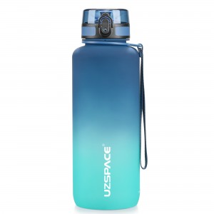 UZSPACE 1500 мл/1,5 л мотивиращ градиент на цветове матирана спортна пластмасова бутилка за вода