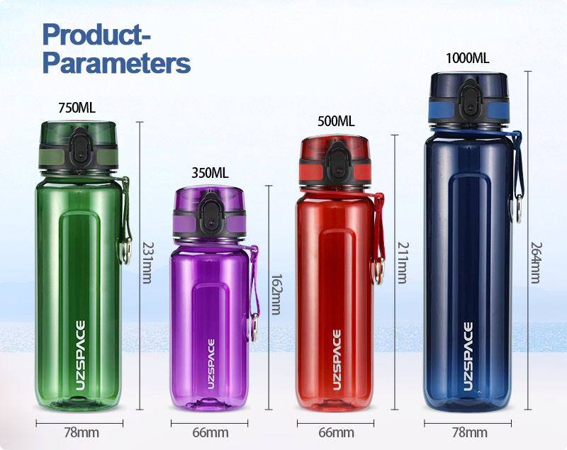 950 ml UZSPACE Tritan Bottiglia d'acqua sportiva LFGB senza BPA Plastica(2)