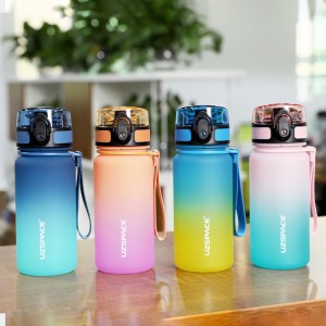 UZSPACE 350ml Botol Air Anti Bocor Bebas BPA Pengatur Waktu Motivasi Dengan Penanda Waktu