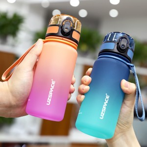 UZSPACE 350ml मोटिभेसनल टाइमर BPA फ्री लीकप्रूफ पानीको बोतल टाइम मार्करको साथ
