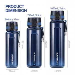 950ml UZSPACE Tritan BPA Free LFGB sportovní láhev na vodu plastová