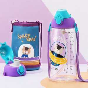 UZSPACE 500 мл Мультиплікаційний персонаж Каваї Милі діти Пластикова пляшка для води з соломинкою без BPA