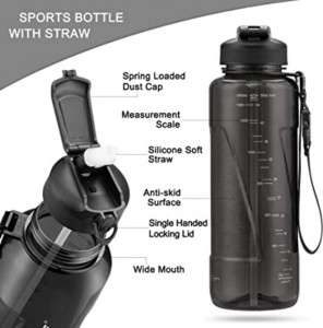 1500ml UZSPACE Tritan Leakproof Plastic Drinking Water Bottle Bpa Free With Straw