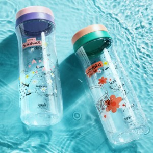 UZSPACE Botol Air Plastik Minum Bebas BPA Wanita Tritan Baru yang Dapat Digunakan Kembali dengan Kotak Pil dan Kotak Penyimpanan