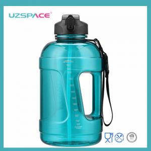 2.3L UZSPACE Tritan BPA مفت بگ موويشنل اڌ گيلن پاڻي جي بوتل اسٽرا سان