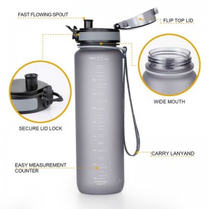 Amaozn Bestseller 1000 ml/32 OZ Frosted Hydration Measured Leakproof Water Bottle With Logo