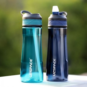 670 ml UZSPACE sans BPA étanche sport voyage extérieur bouteilles d'eau en plastique transparent avec paille