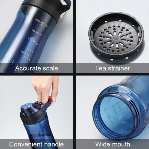 plástico livre da garrafa de água do esporte de 750ml UZSPACE BPA com alça