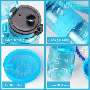440ml UZSPACE ʻO ke kīʻaha inu kiʻekiʻe ʻo Tritan BPA Free Leakproof Transparent Plastic Water Bottle
