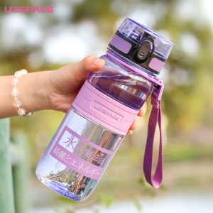 650 ml UZSPACE bestselgende Tritan Co-polyester BPA-fri Lekkasikker gjennomsiktig vannflaske i plast
