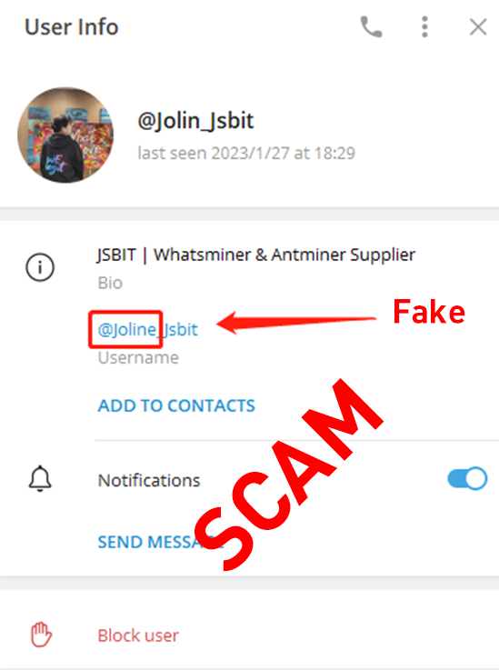 fake scam telegarm id