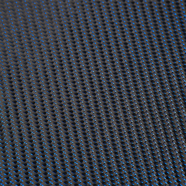 Tela de fibra de carbono con tejido de sarga y oropel azul