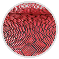 Rött aramid hexagontyg i kol
