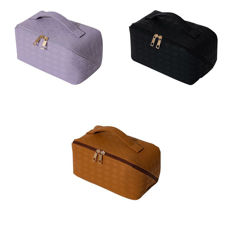Large Capacity Travel Cosmetic Bag PU Leather Waterproof Cosmetic Case Women Portable Makeup Storage Bag