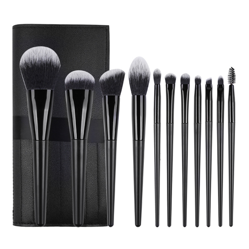 OEM ODM High Quality 11PCS Black Makeup Brush Sets Vegan Cosmetic Tools with Beauty Bag