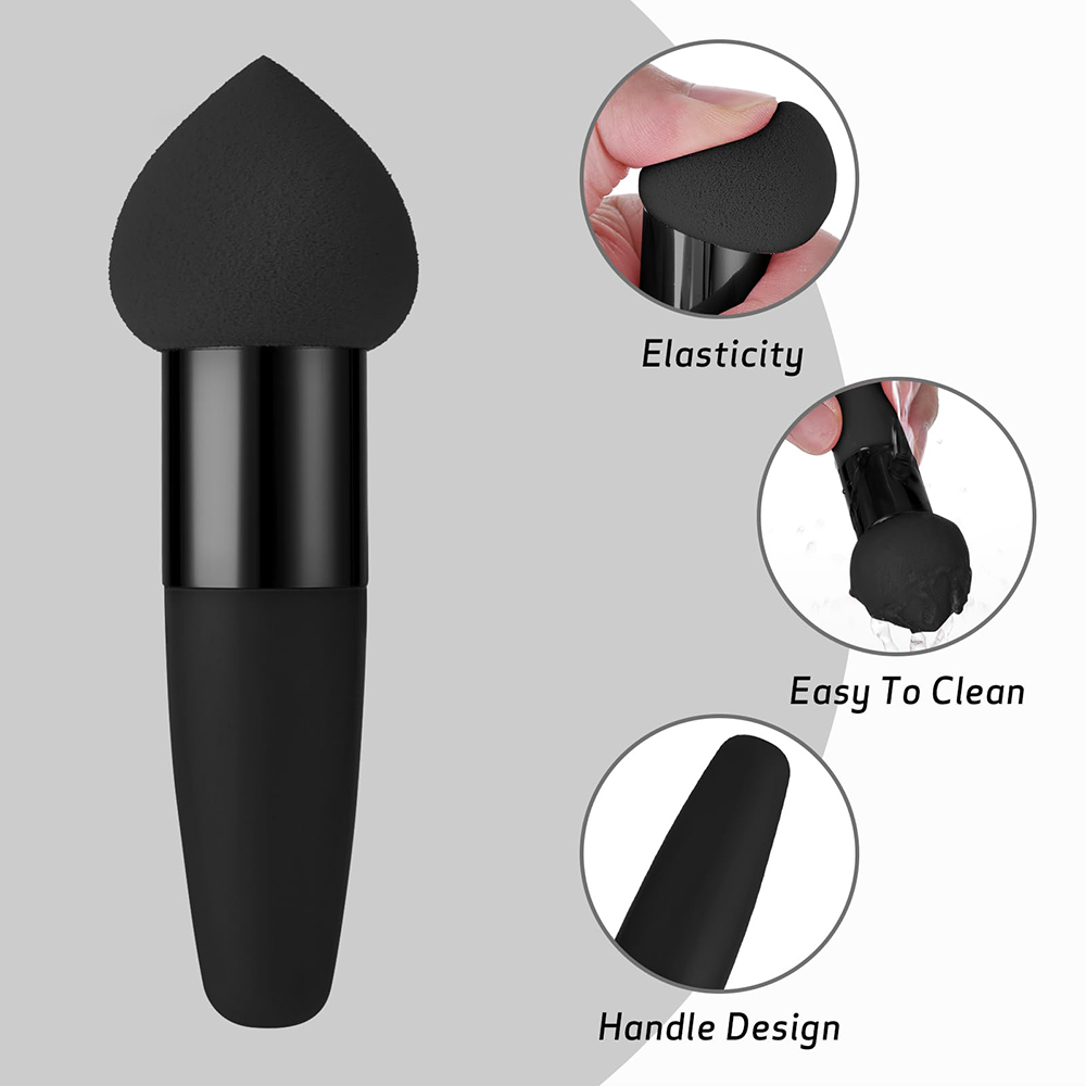 Wholesale Black Makeup Sponge Set 3PCS Latex Free Beauty Blender Foundation Concealer Makeup Tools with Handle