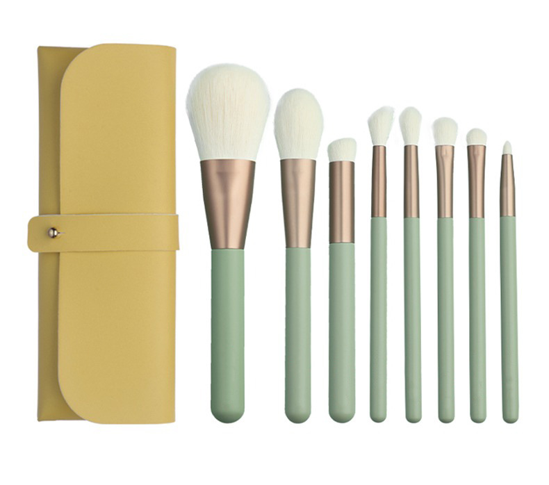 Factory Custom Portable Premium Travel Makeup Brush Kit 8PCS Soft Cruelty Free Cosmetics Tools with PU Beauty Case