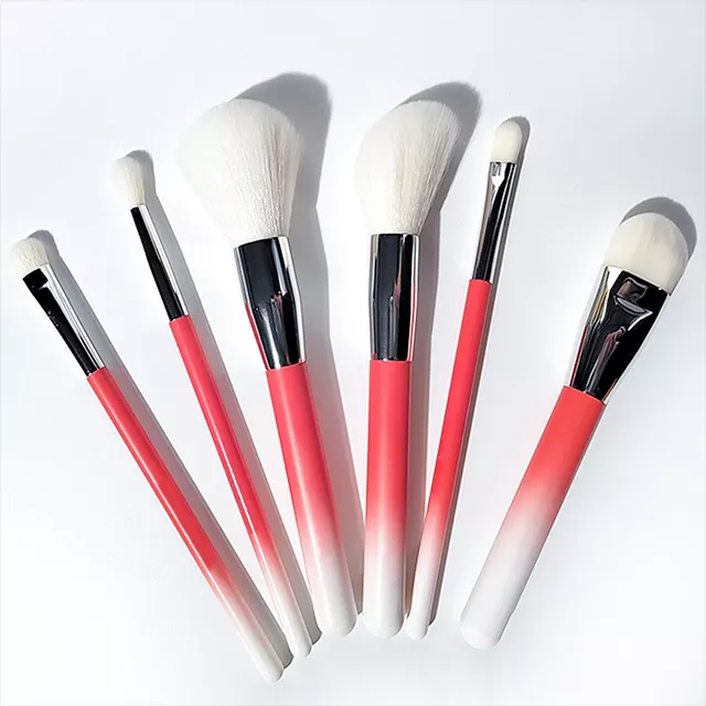 YRSOOPRISA Customize Premium Portable Makeup Brush Kit 6Pcs Pro Vegan Hair Powder Angled Eyeshadow Cosmetic Brush Set