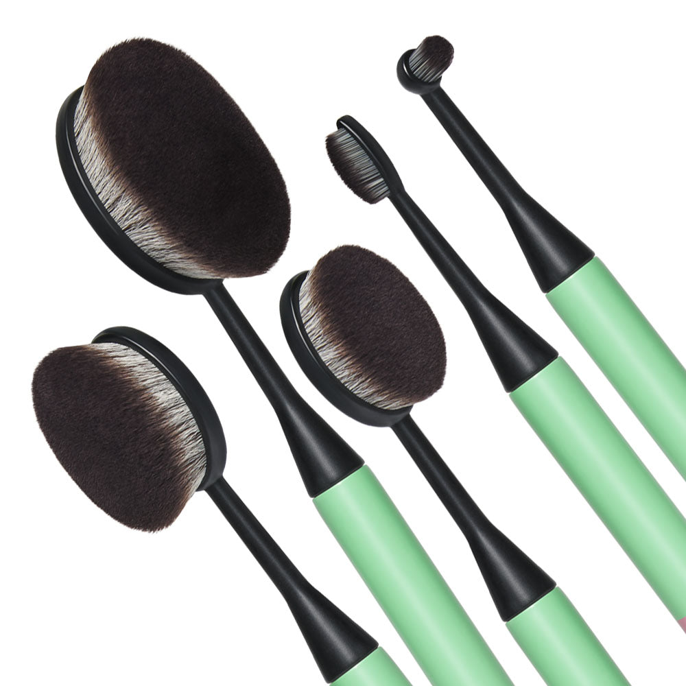 Ṣe akanṣe Oval Toothbrush Atike Fẹlẹ Ṣeto Ipara Contour Powder Concealer Foundation Eyeliner Cosmetics Tool