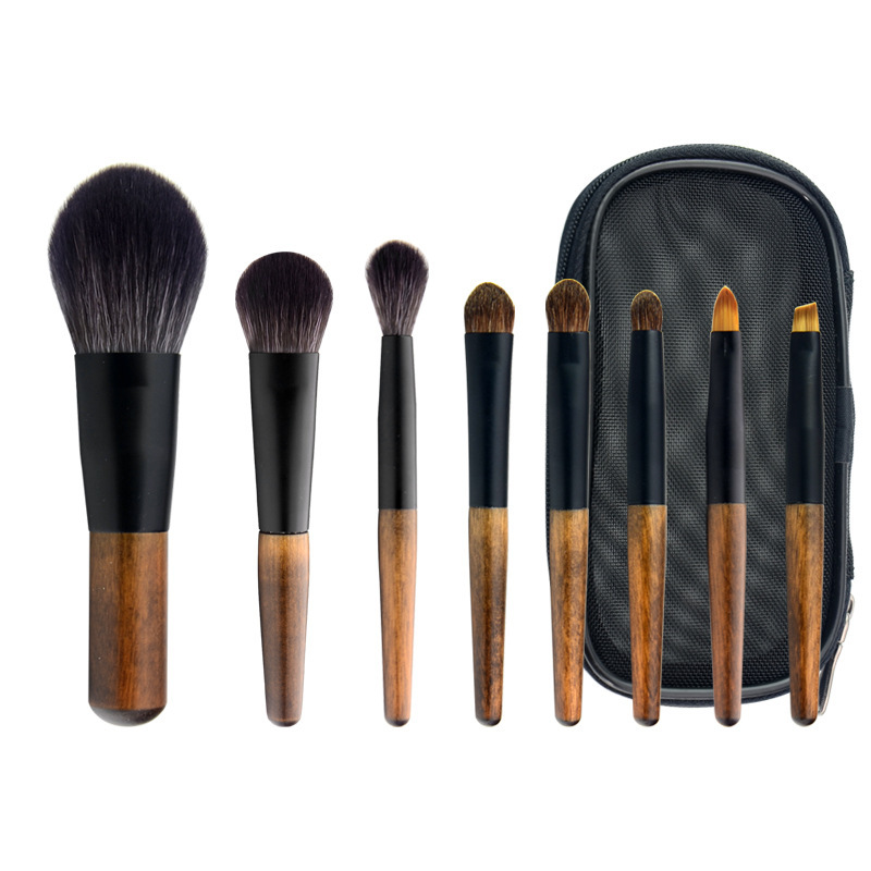 Pro 8Pcs Animal Hair Makeup Brush Sets Foundation Powder Eye Treval Mini Makeup Brushes with Pouch