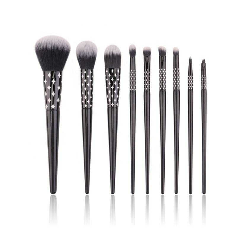 Personalize ferramentas de maquiagem criativas com design de alça sintética premium 5pcs 9pcs kit de pincéis de maquiagem preto