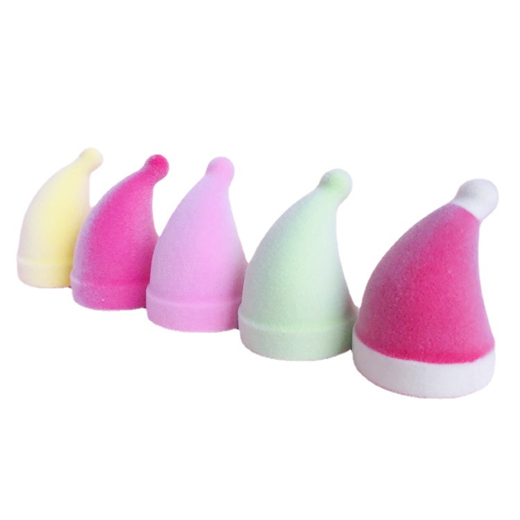 Customize Soft Latex-free Christmas Hat Rutrum Spongia Velvet Microfiber Foundation Beauty Blender Puff