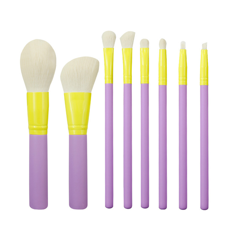 I-customize ang Premium Cosmetic Brushes Purple 8PCS Portable Travel Makeup Brush Set na may Makeup Holder