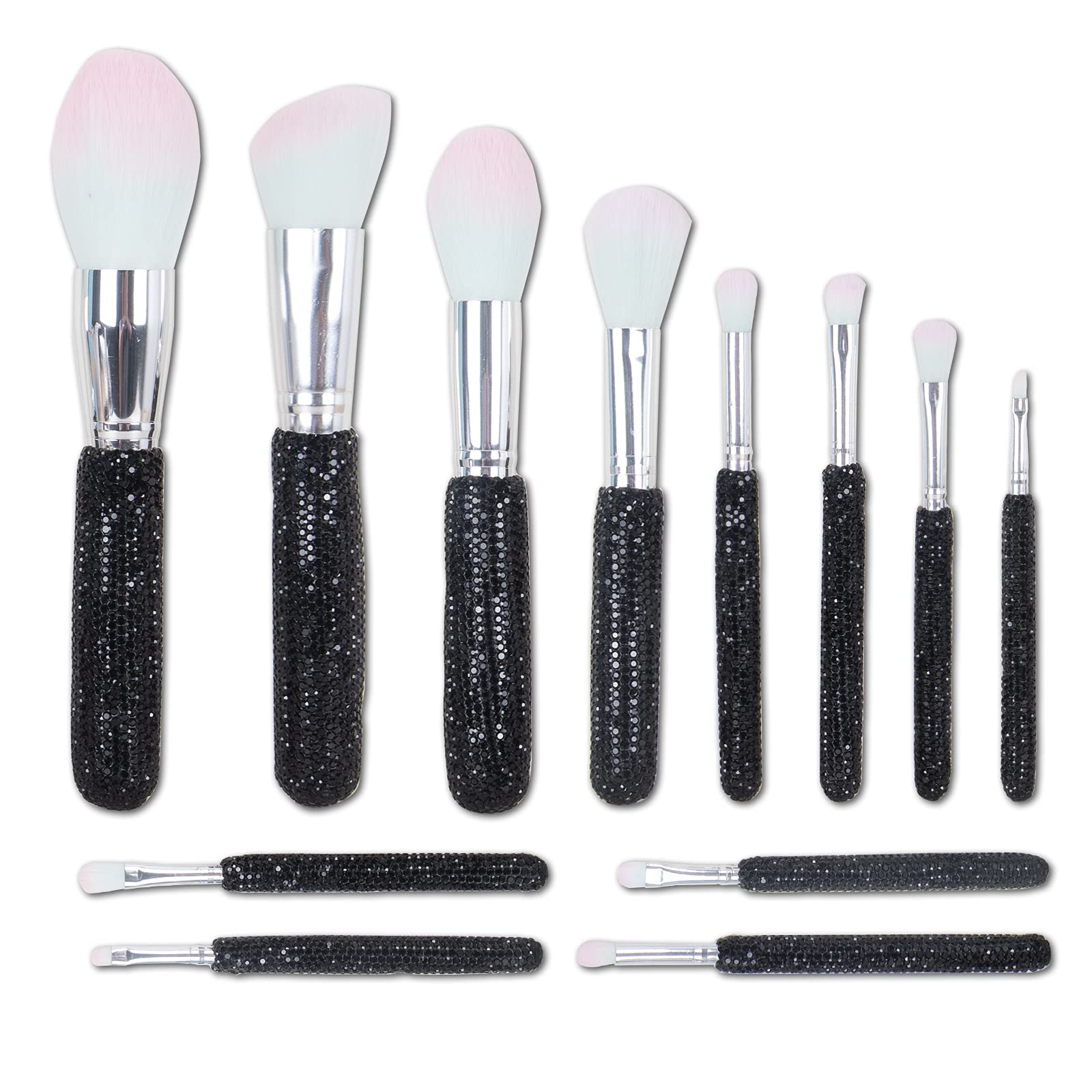 Kustomisasi Bling Crystal Makeup Brushes 12Pcs Profesional Face Kosmetik Blending Liquid Foundation Make Up Alat Kecantikan