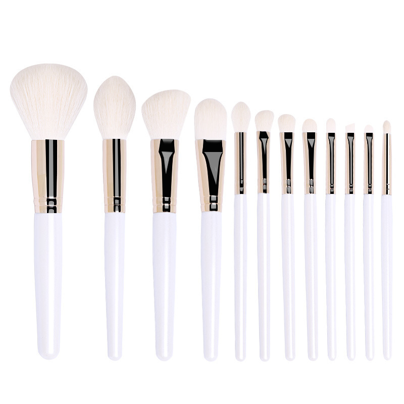 Premium Travel makeup brush set 12Pcs Essential Cosmetic tools Mga Synthetic Hair Make up Brushes na may PU Bag