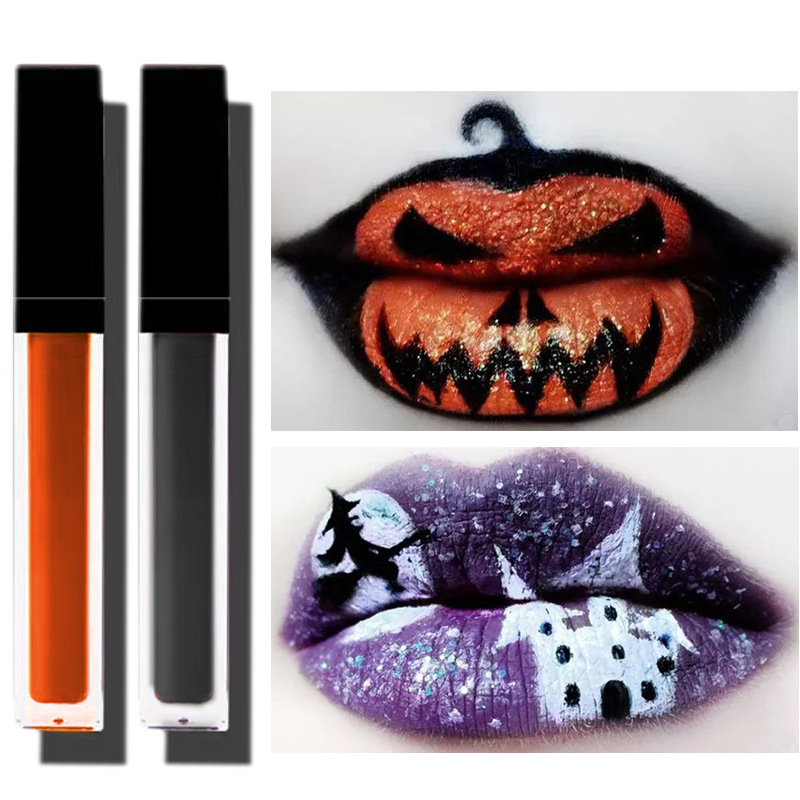 Lip Gloss Makeup Matte Laangdauer Kosmetik Non-Stick Liquid Lipstick fir Halloween Chrëschtdag