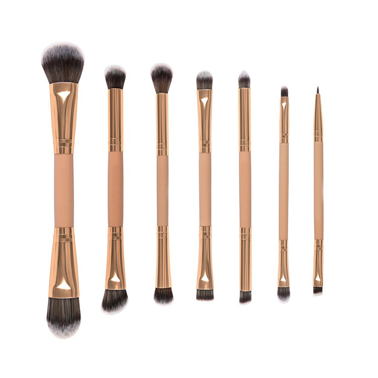 Private Label Dual Ended Makeup Brushes 7PCS Synthetic Hair Double Ended Face Eye Cosmetic Tools